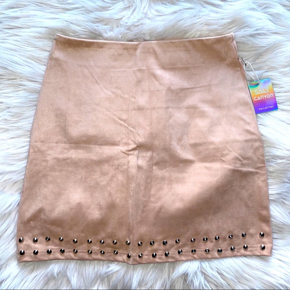 pink suede mini skirt